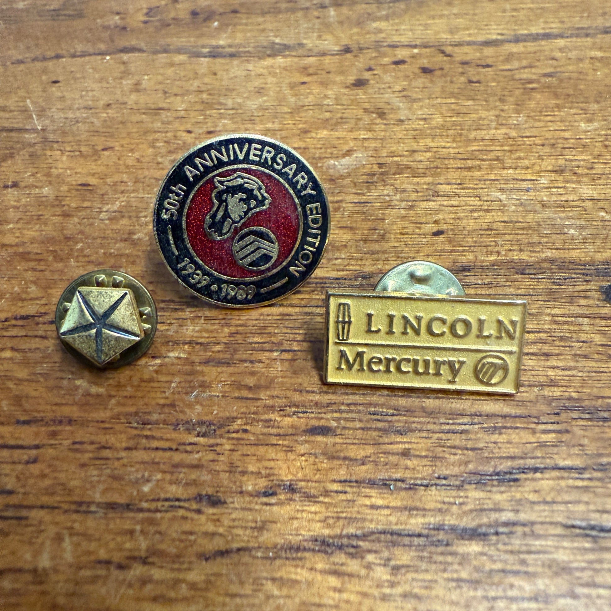 Vintage Lot Ford Lincoln Mercury Chrysler Hat Lapel Pins 50th Anniversary