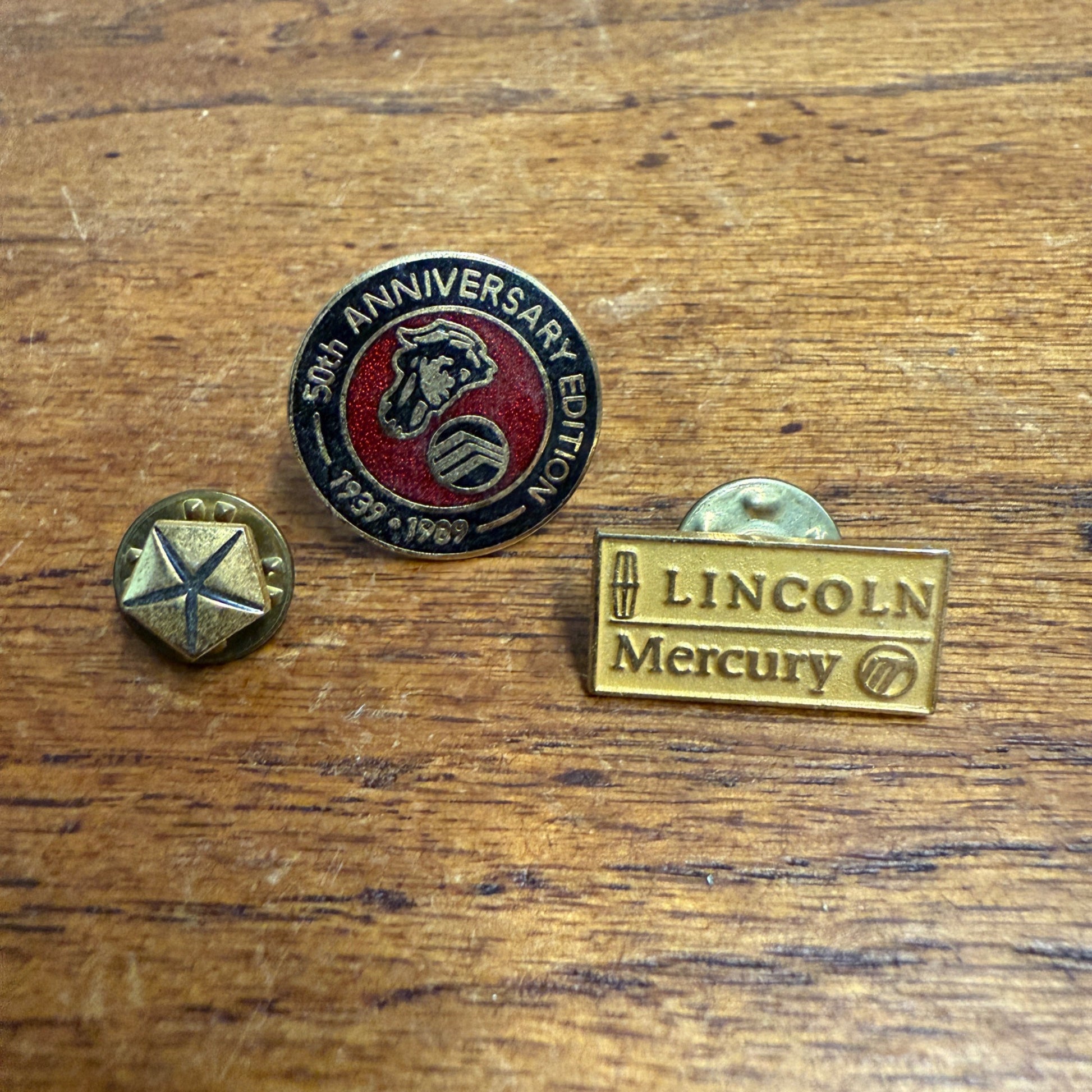 Vintage Lot Ford Lincoln Mercury Chrysler Hat Lapel Pins 50th Anniversary