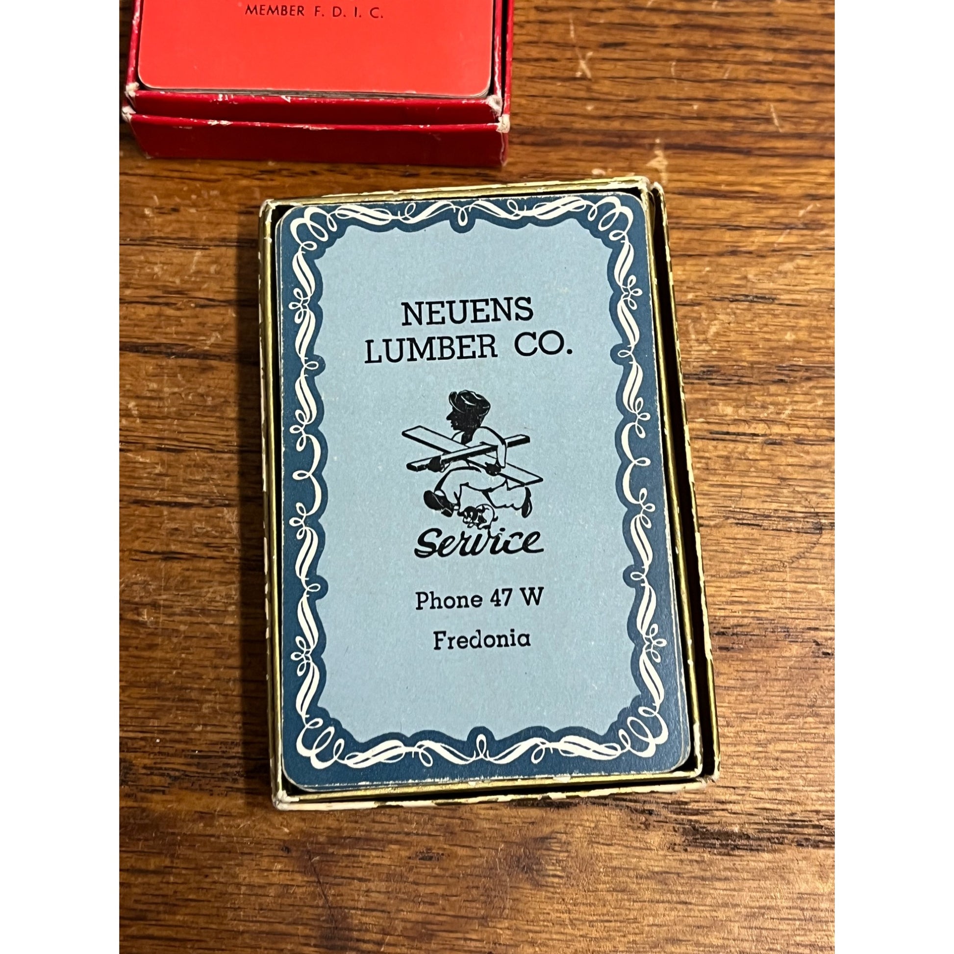 Vintage Lot (2) Fredonia Wisconsin Advertising Playing Cards Neuens Lumber, Bank