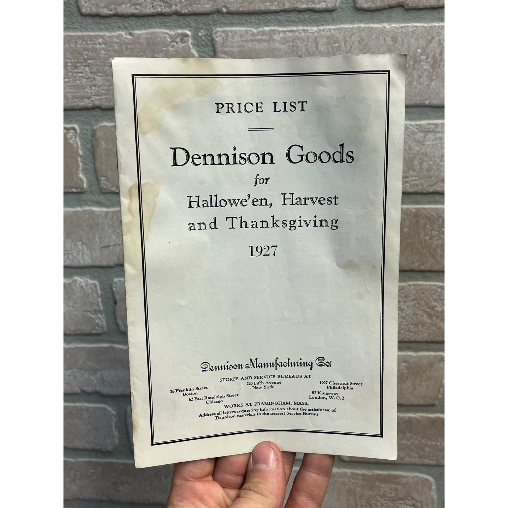 SCARCE Vintage 1927 Dennison Goods For Halloween Thanksgiving Price Book Catalog