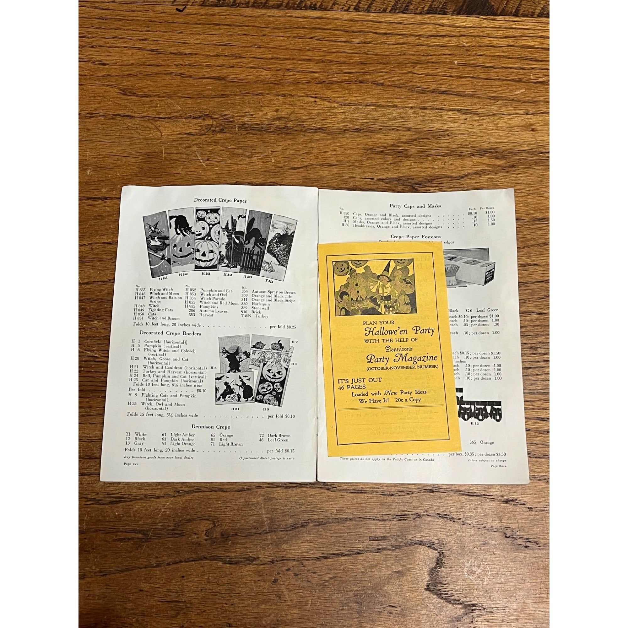 SCARCE Vintage 1927 Dennison Goods For Halloween Thanksgiving Price Book Catalog