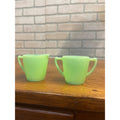 Vintage McKee Green Jadeite Mini Child's Creamer & Teacup Set Uranium Glows