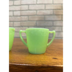 Vintage McKee Green Jadeite Mini Child's Creamer & Teacup Set Uranium Glows