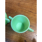 Vintage McKee Green Jadeite Mini Child's Creamer & Teacup Set Uranium Glows