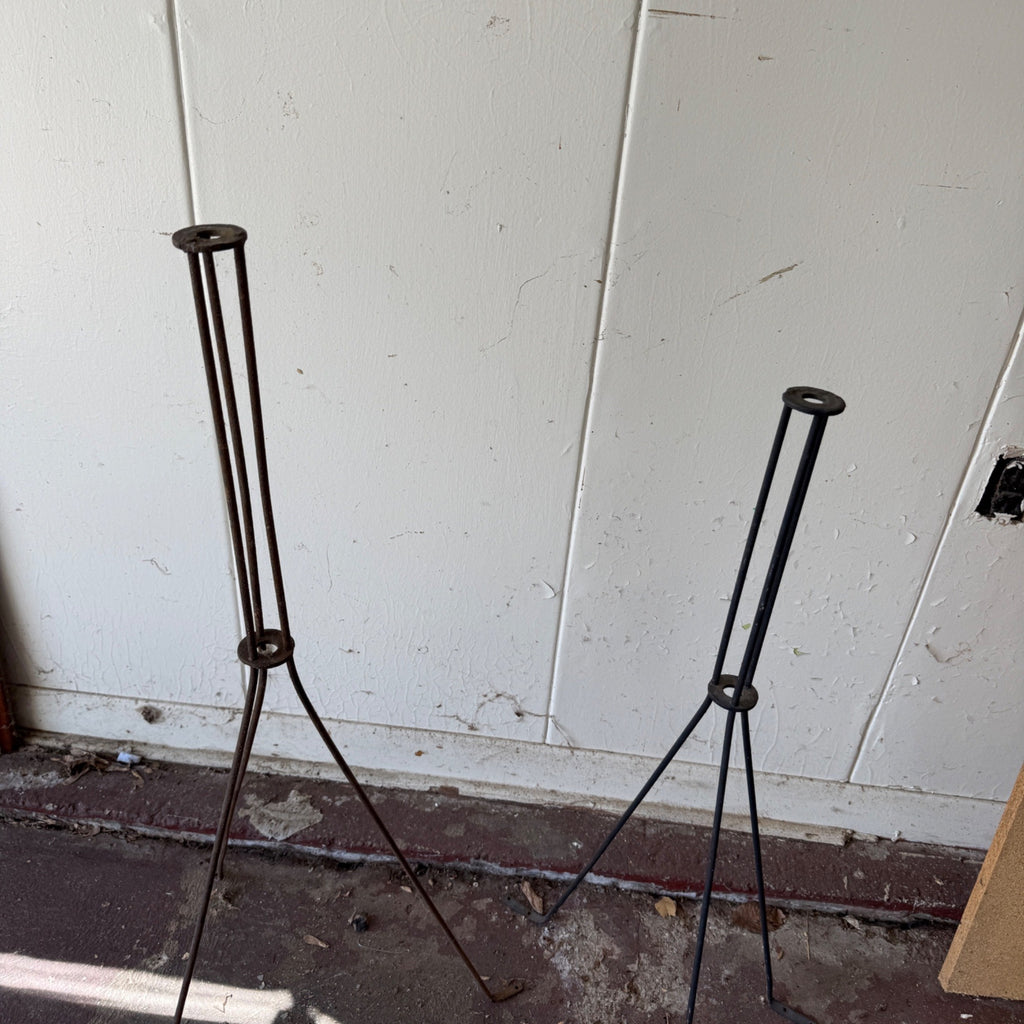 (2) Metal Vintage Lightening Rod Roof Mount Pole Holders Barn Lightning