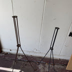 (2) Metal Vintage Lightening Rod Roof Mount Pole Holders Barn Lightning