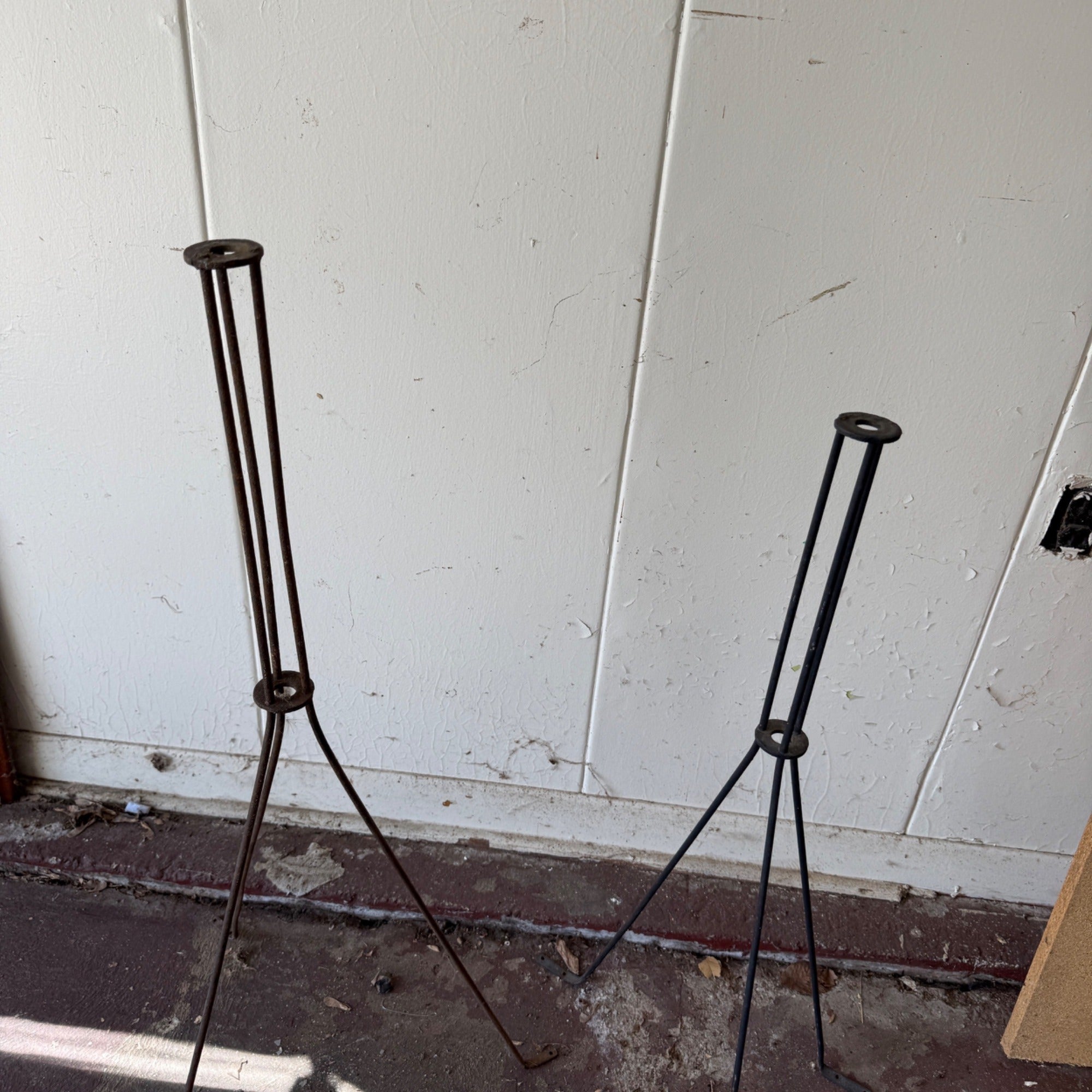 (2) Metal Vintage Lightening Rod Roof Mount Pole Holders Barn Lightning