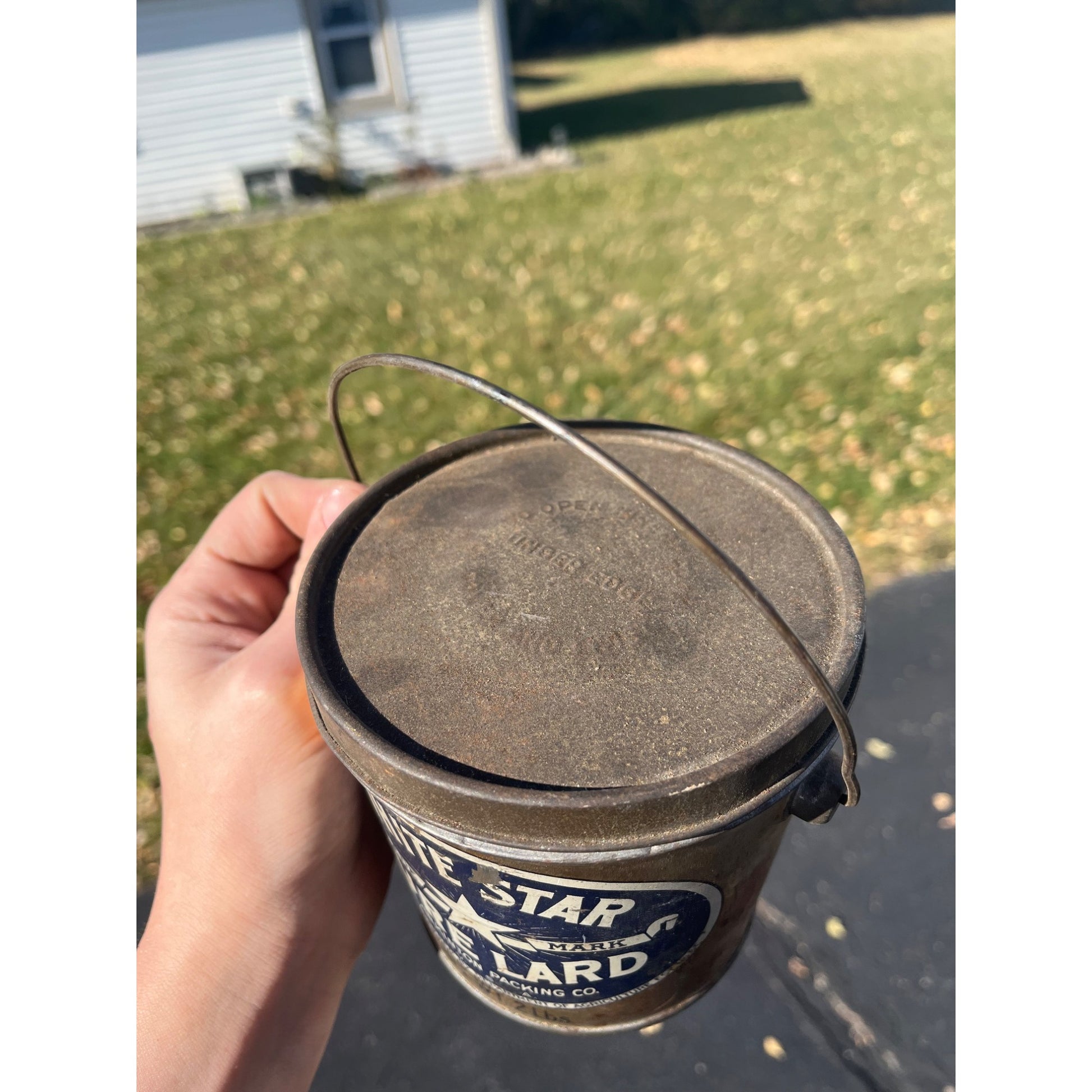 Vintage White Star Pure Lard Advertising tin Pail Plankinton Packing Co. 2lb