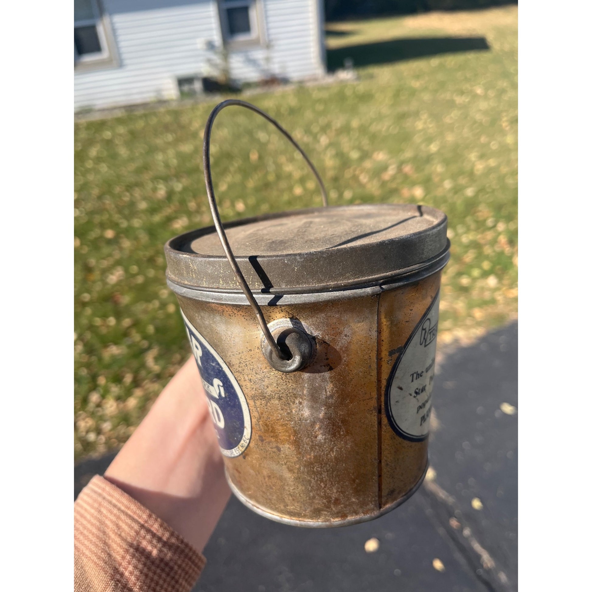 Vintage White Star Pure Lard Advertising tin Pail Plankinton Packing Co. 2lb