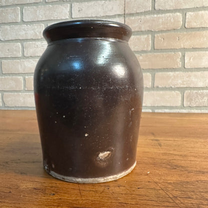 Antique Brown Glazed Preserves Jar Stoneware Unmarked W/ Lid