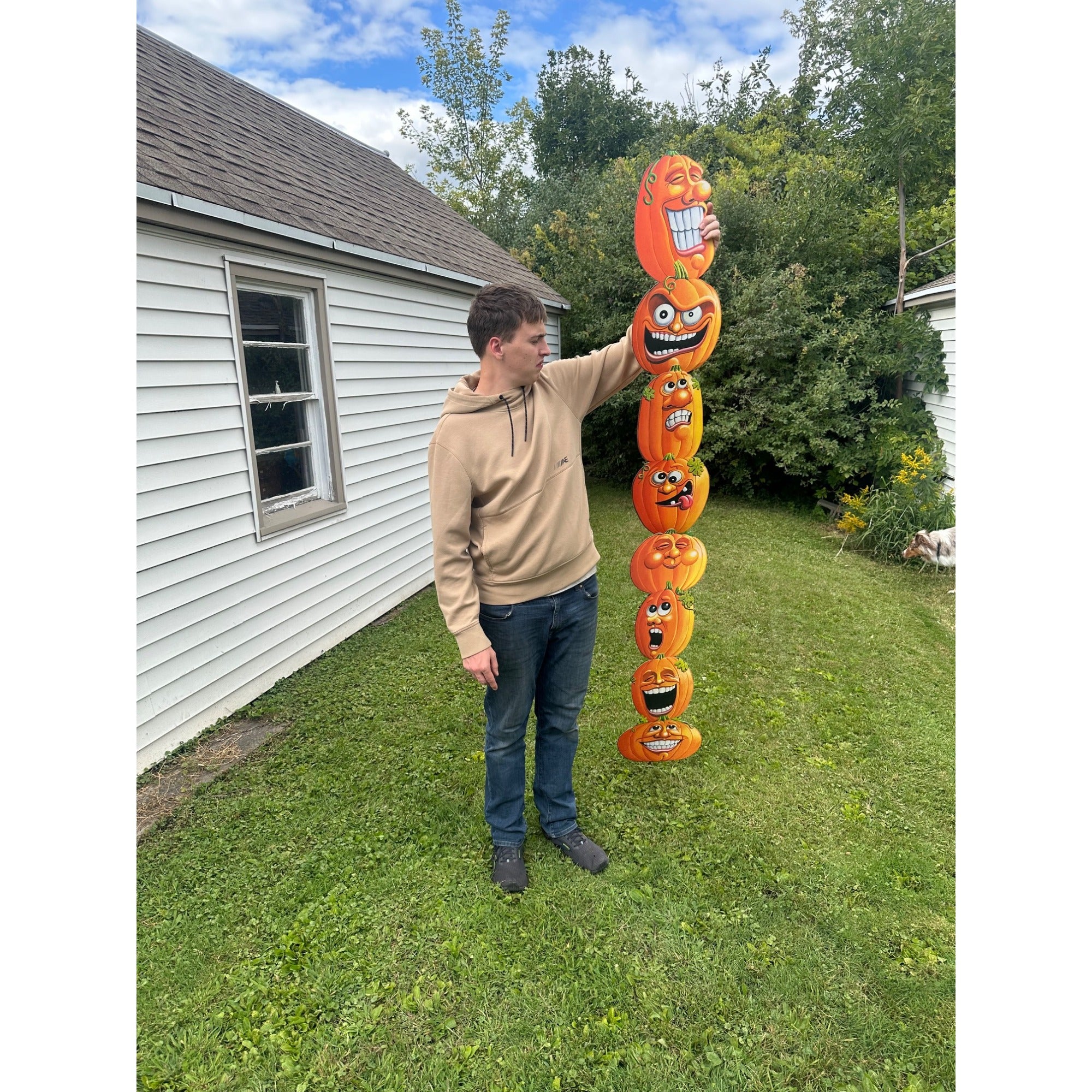Vintage HUGE 7ft Halloween Beistle Jointed Stacking Jack O Lantern Pumpkins