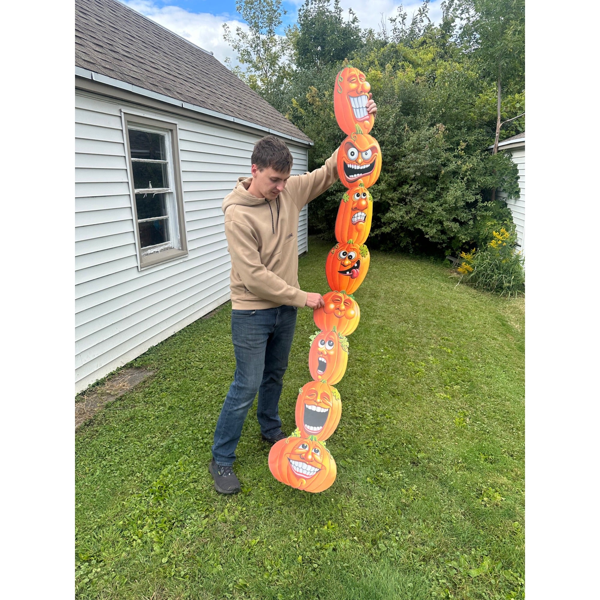 Vintage HUGE 7ft Halloween Beistle Jointed Stacking Jack O Lantern Pumpkins