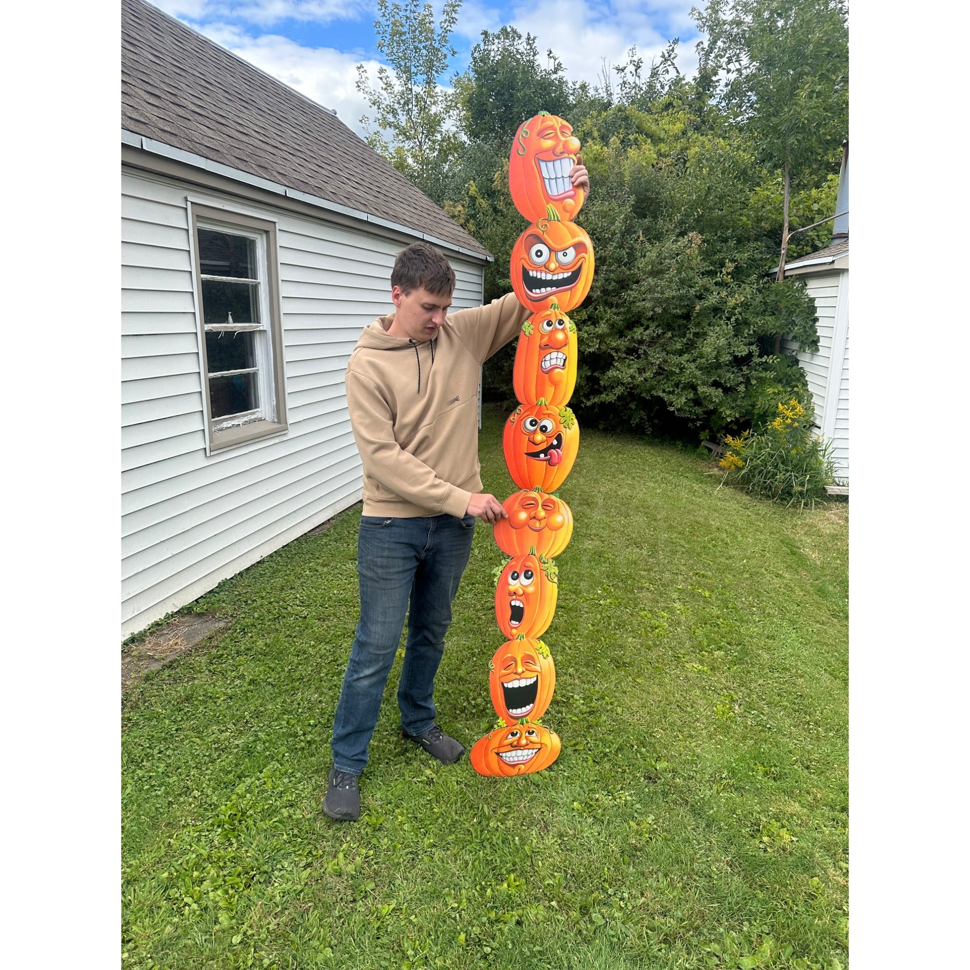 Vintage HUGE 7ft Halloween Beistle Jointed Stacking Jack O Lantern Pumpkins