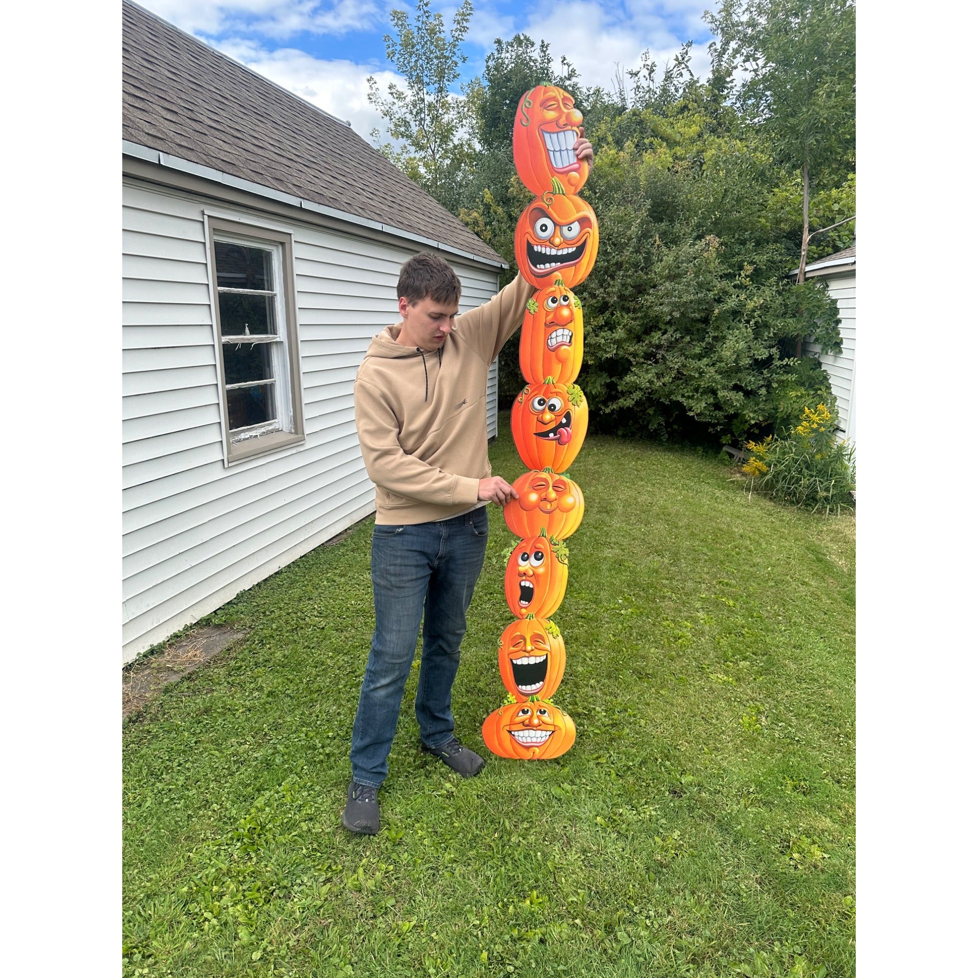 Vintage HUGE 7ft Halloween Beistle Jointed Stacking Jack O Lantern Pumpkins