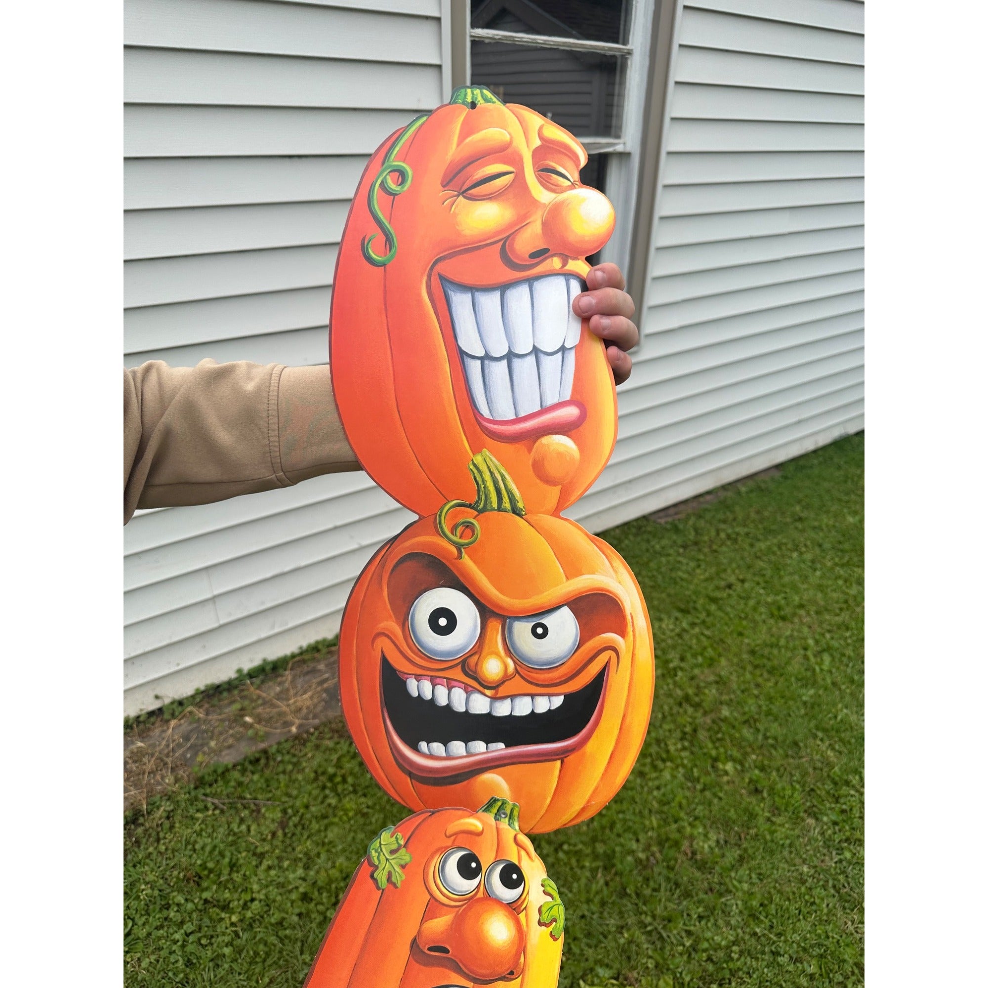 Vintage HUGE 7ft Halloween Beistle Jointed Stacking Jack O Lantern Pumpkins