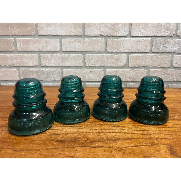 Vintage Aqua Teal Blue Hemingray No. 40 Glass Insulator Set of 4