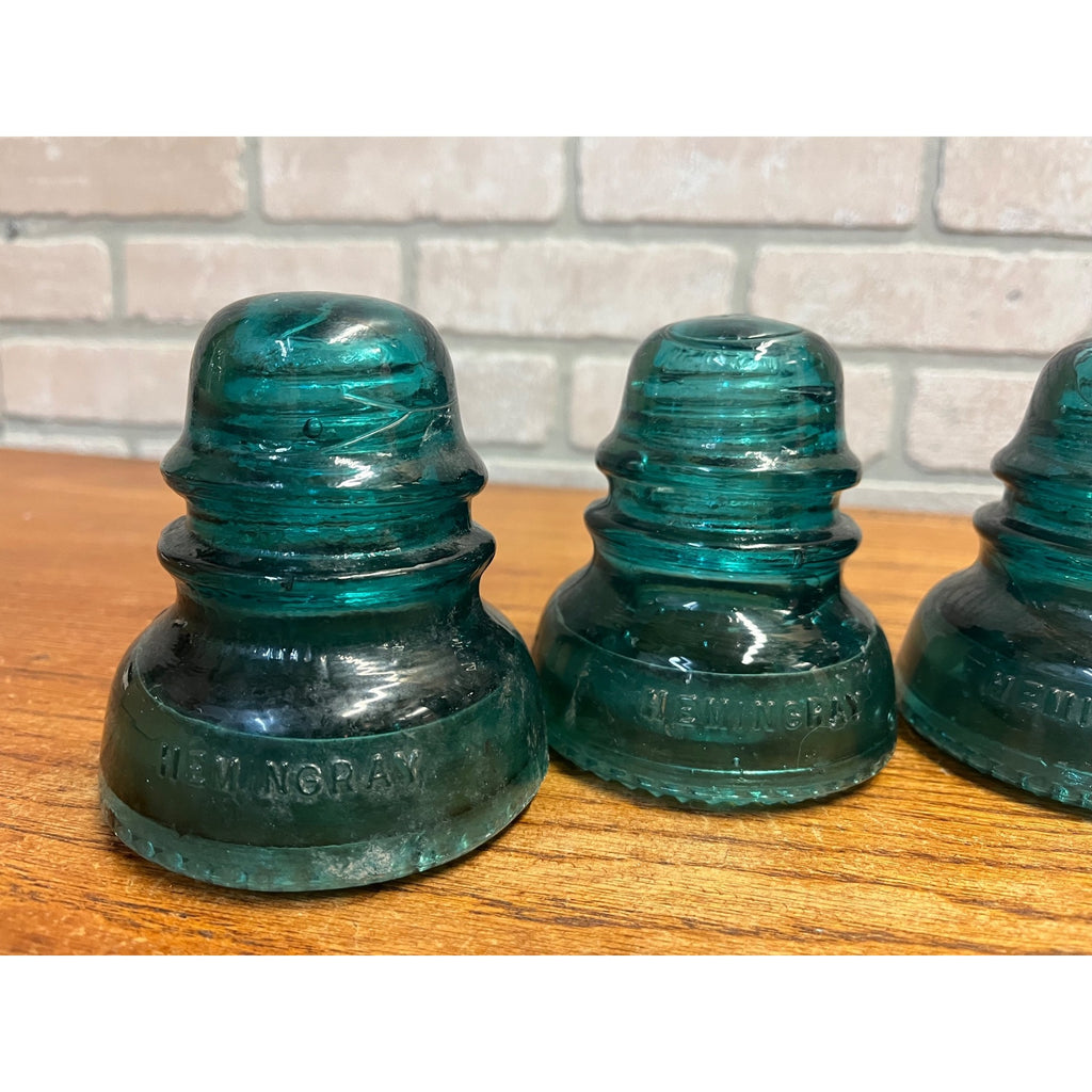 Vintage Aqua Teal Blue Hemingray No. 40 Glass Insulator Set of 4