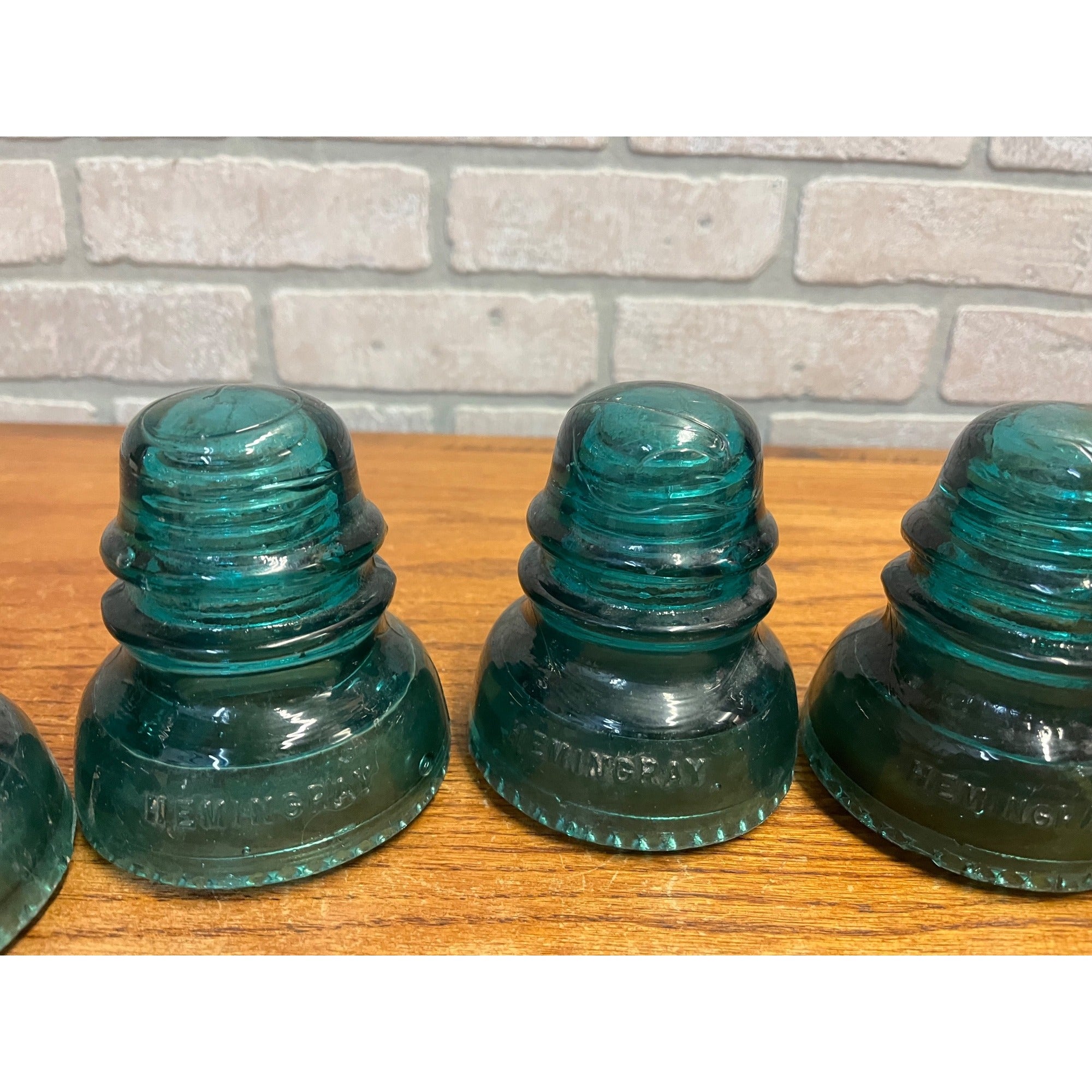 Vintage Aqua Teal Blue Hemingray No. 40 Glass Insulator Set of 4