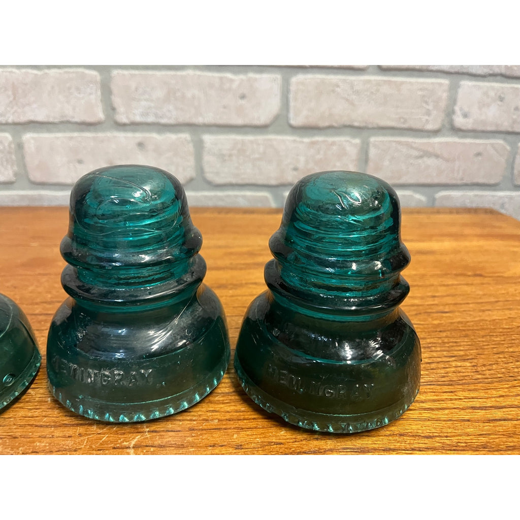 Vintage Aqua Teal Blue Hemingray No. 40 Glass Insulator Set of 4