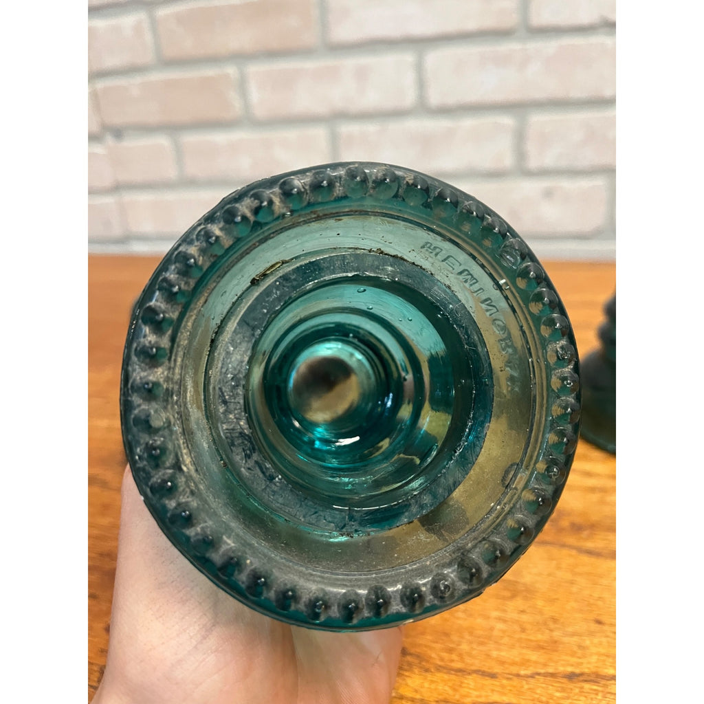 Vintage Aqua Teal Blue Hemingray No. 40 Glass Insulator Set of 4