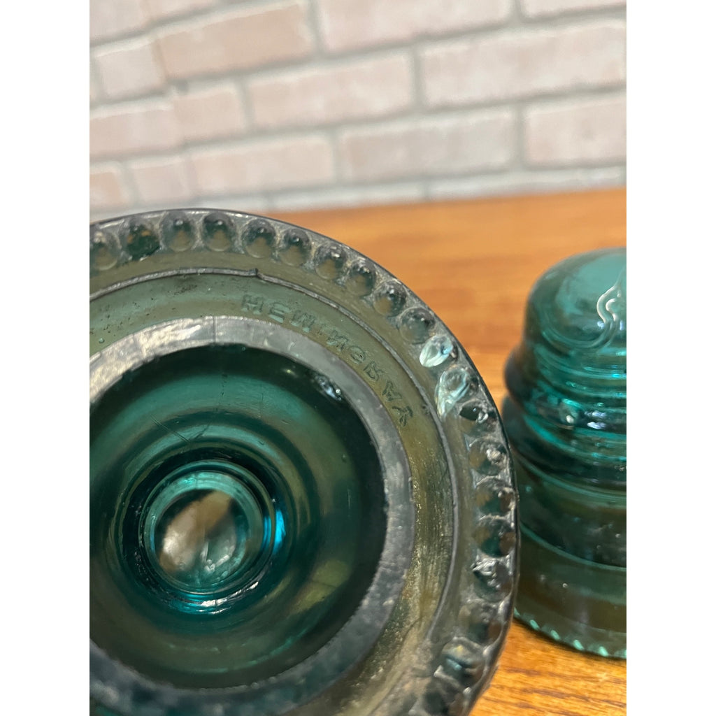 Vintage Aqua Teal Blue Hemingray No. 40 Glass Insulator Set of 4
