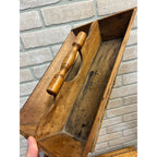 Antique Primitive Wooden Utensil Caddy Tote Carrier w/ Handle Farmhouse Country Kitchen Decor