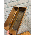 Antique Primitive Wooden Utensil Caddy Tote Carrier w/ Handle Farmhouse Country Kitchen Decor