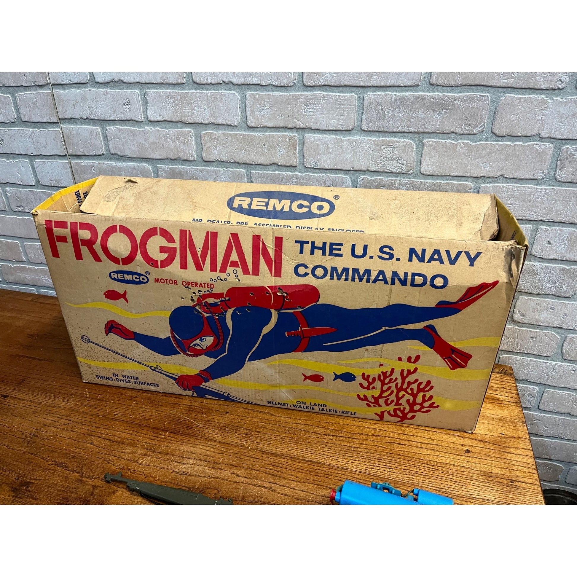 Vintage 1961 Remco Frogman US Navy Commando Toy Scuba Diver + Box - Parts/Repair