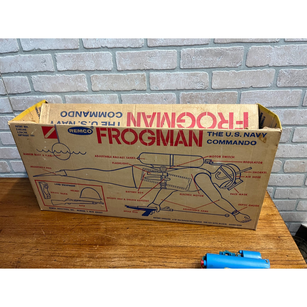 Vintage 1961 Remco Frogman US Navy Commando Toy Scuba Diver + Box - Parts/Repair