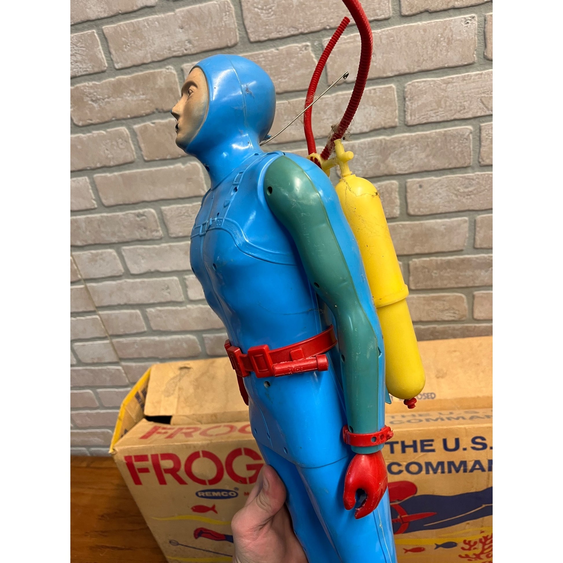Vintage 1961 Remco Frogman US Navy Commando Toy Scuba Diver + Box - Parts/Repair