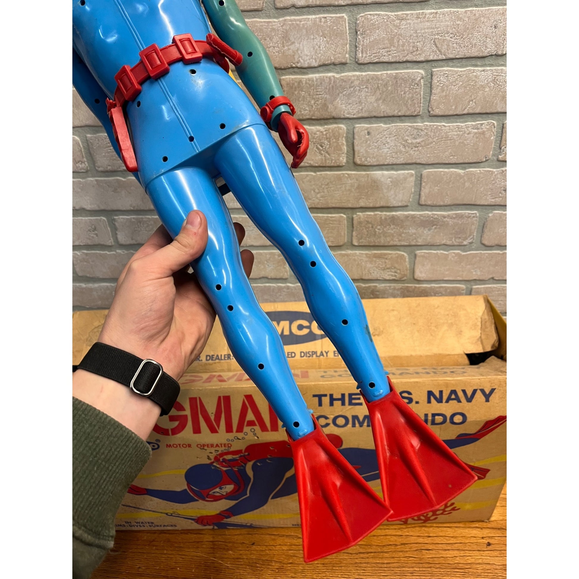 Vintage 1961 Remco Frogman US Navy Commando Toy Scuba Diver + Box - Parts/Repair