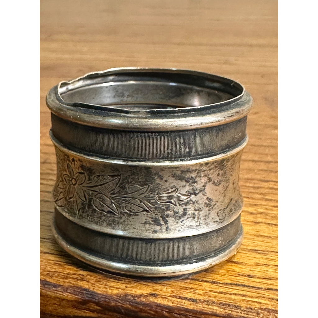 Victorian Sterling Silver Napkin Ring Etched "Mother" Floral - 14.81 g Grams