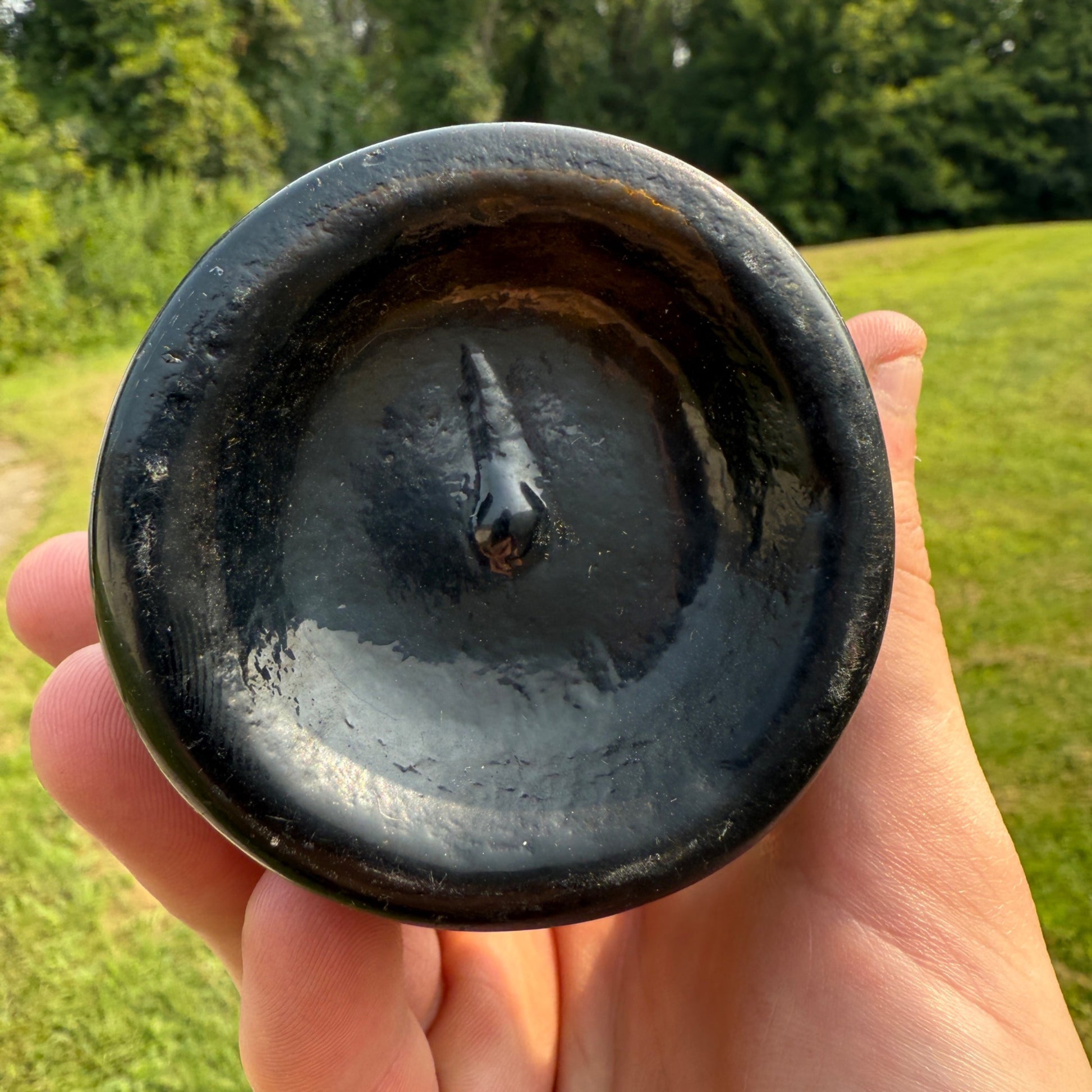 Antique 1800s Dark Olive Green Applied Lip Liquor Soda Beer Bottle