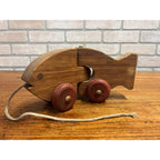 Vintage The Montgomery School House Fish Train Wooden Pull Toy Hand-Crafted