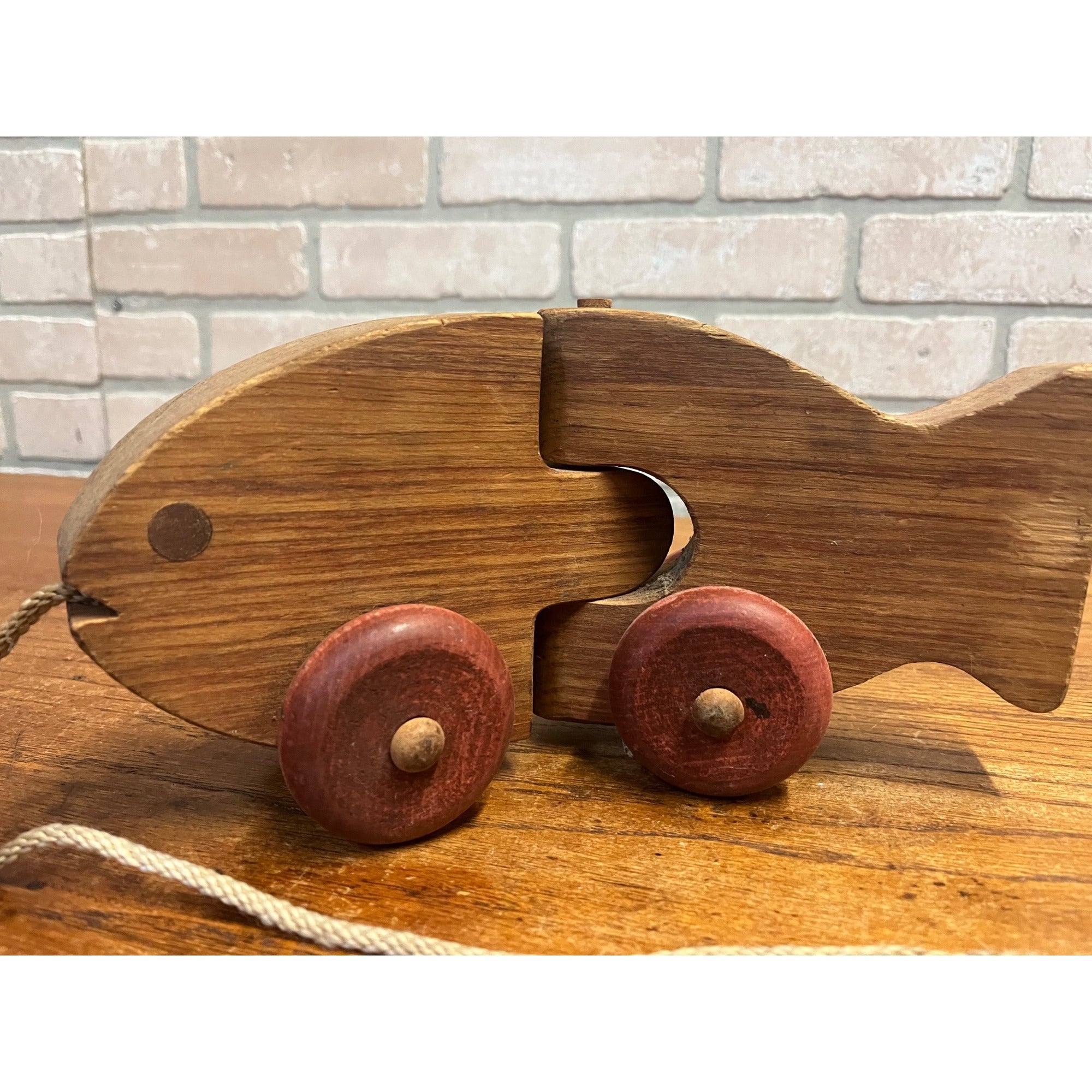 Vintage The Montgomery School House Fish Train Wooden Pull Toy Hand-Crafted