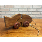 Vintage The Montgomery School House Fish Train Wooden Pull Toy Hand-Crafted