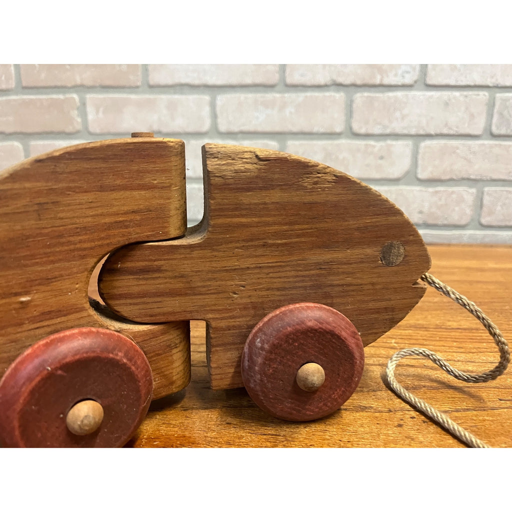 Vintage The Montgomery School House Fish Train Wooden Pull Toy Hand-Crafted