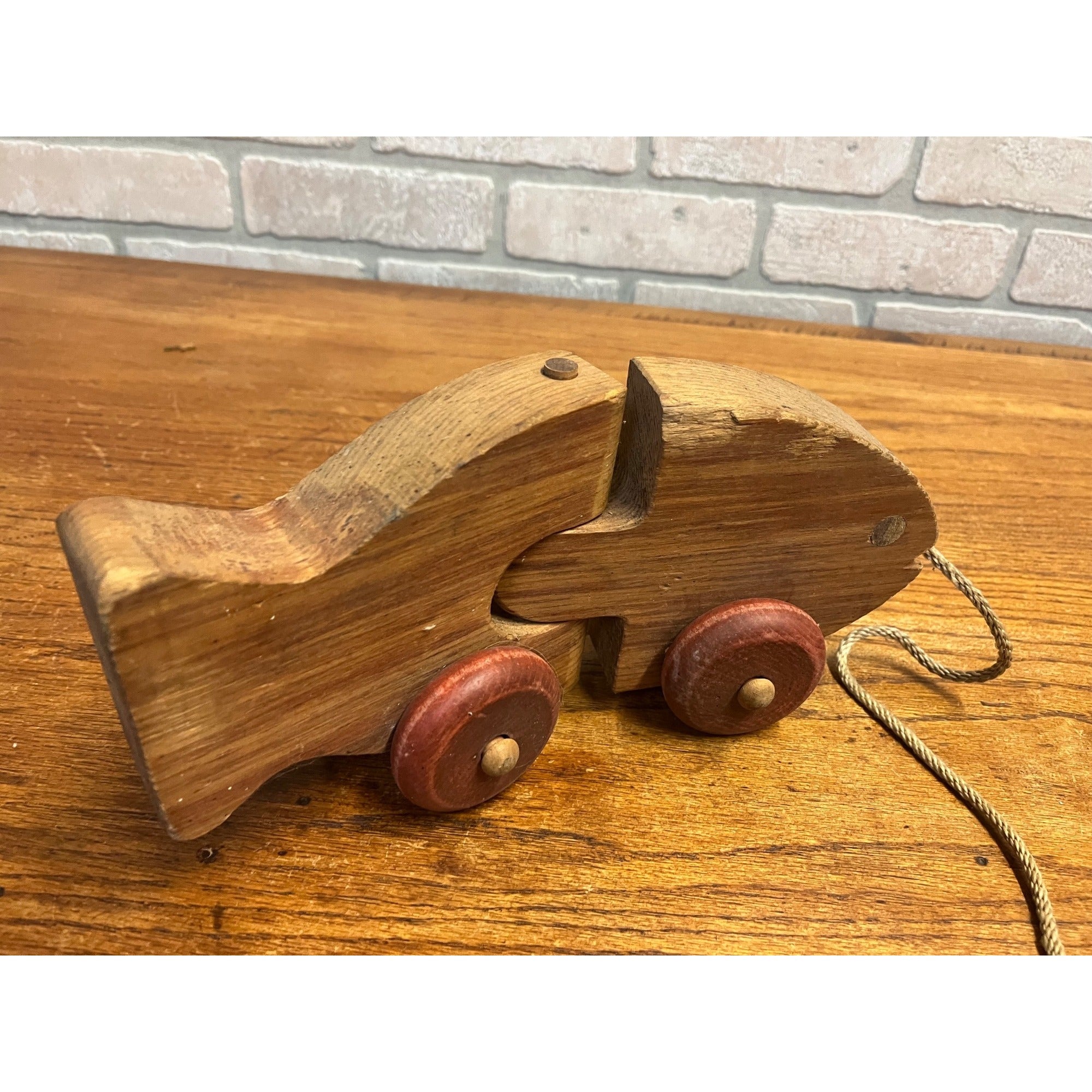 Vintage The Montgomery School House Fish Train Wooden Pull Toy Hand-Crafted