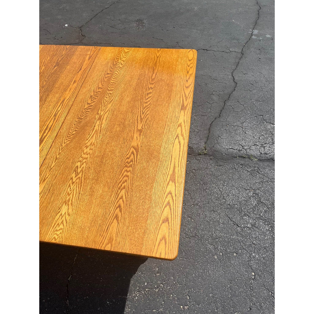 Vintage 1900s Solid Oak Farmhouse Large Extension Dining Table Jacobean English