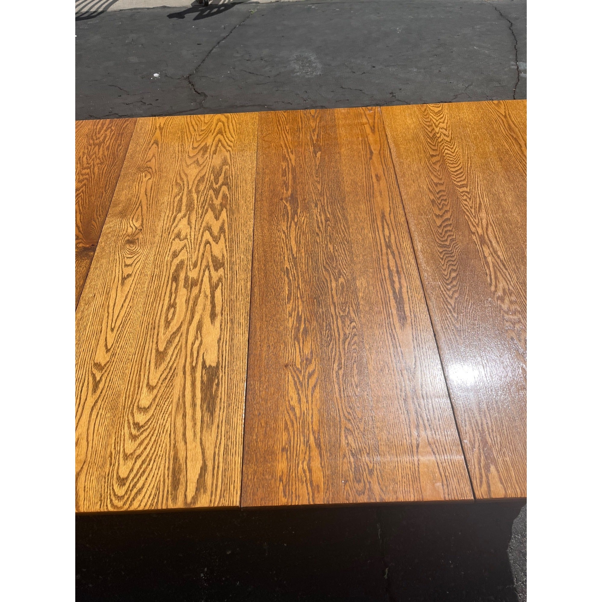Vintage 1900s Solid Oak Farmhouse Large Extension Dining Table Jacobean English