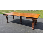 Vintage 1900s Solid Oak Farmhouse Large Extension Dining Table Jacobean English