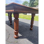 Vintage 1900s Solid Oak Farmhouse Large Extension Dining Table Jacobean English