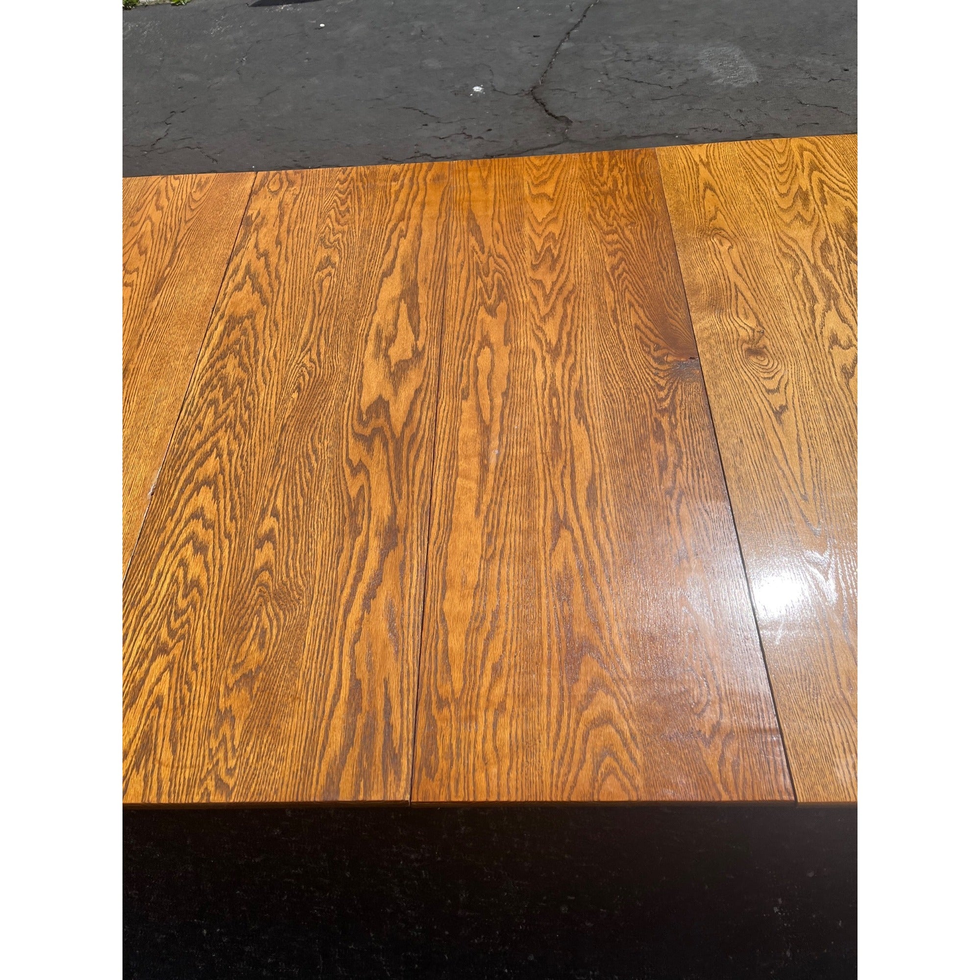 Vintage 1900s Solid Oak Farmhouse Large Extension Dining Table Jacobean English