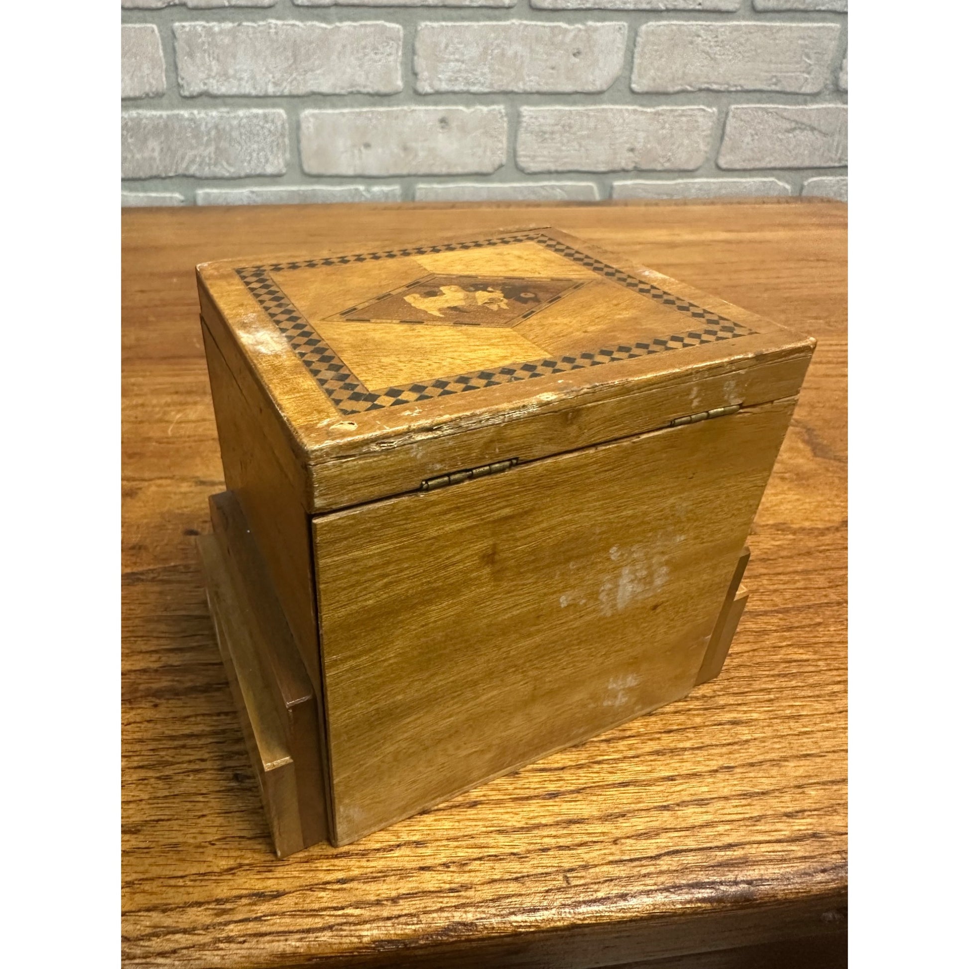 Rare Vintage Occupied Japan Scottie Dog Pop-Up Wooden Cigarette Dispenser Box