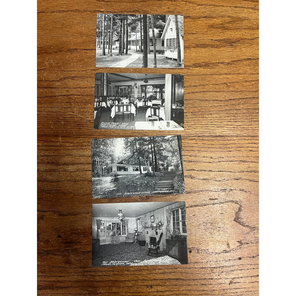 Vintage Lot RPPC Manitowish Wisconsin Postcards Birchwood Lodge Cabin Northern Wisconsin