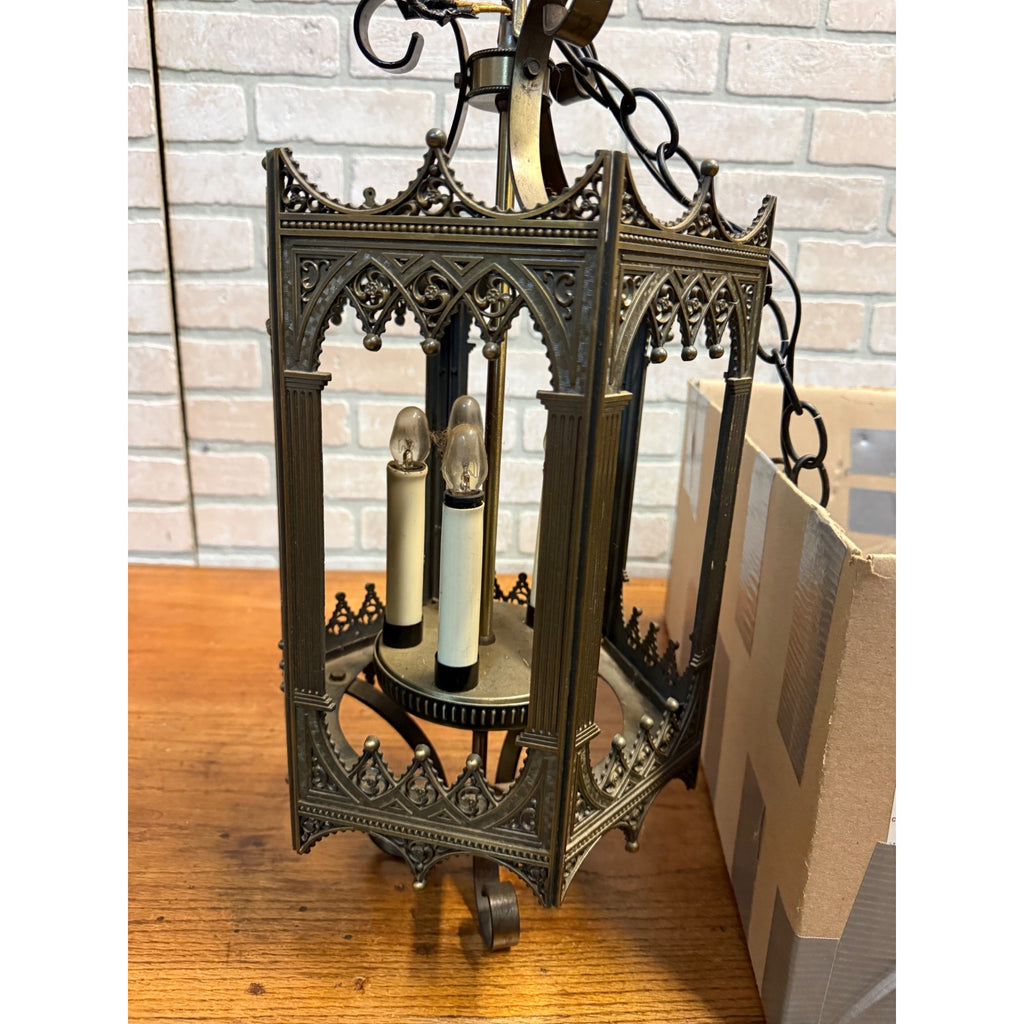 Vintage Hanging Gothic Revival Candle Pendant Lamp 1963 Lamp Fixture