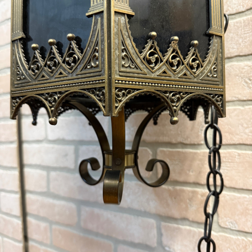 Vintage Hanging Gothic Revival Candle Pendant Lamp 1963 Lamp Fixture