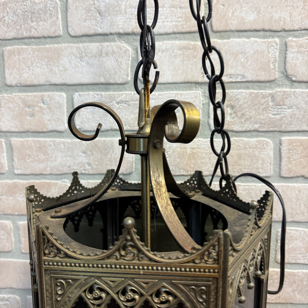 Vintage Hanging Gothic Revival Candle Pendant Lamp 1963 Lamp Fixture