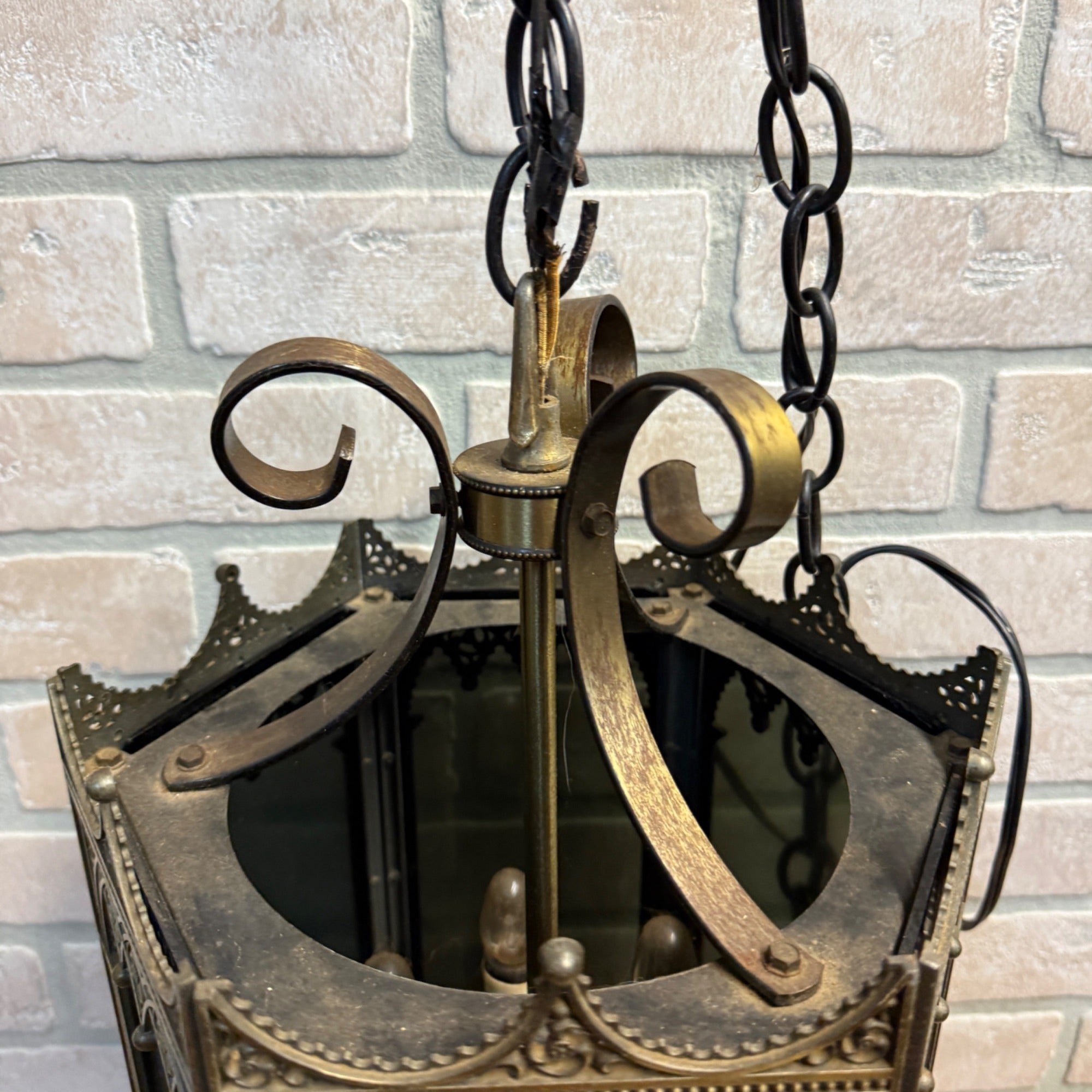 Vintage Hanging Gothic Revival Candle Pendant Lamp 1963 Lamp Fixture