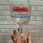 Vintage Hamm’s Beer Goblet Thumbprint Heavy Stemmed Schooner Drink Glass